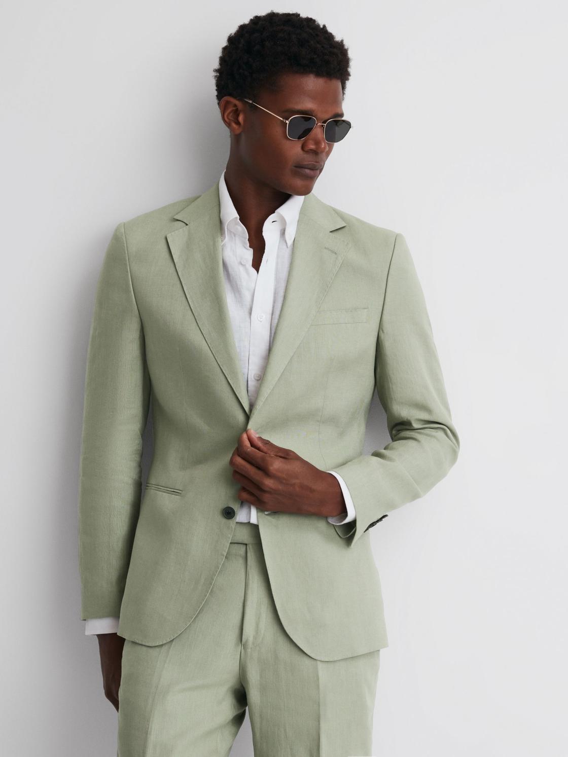 Reiss Suits &amp; Tailoring | Kin Slim Fit Single Breasted Linen Blazer Apple - Men