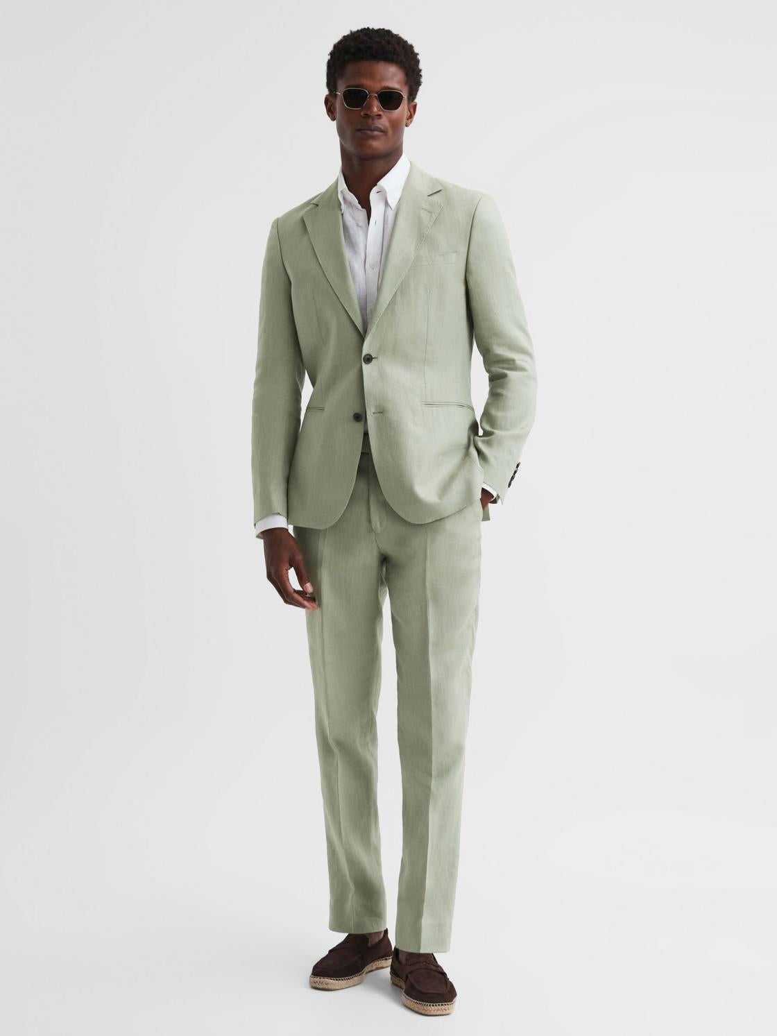 Reiss Suits &amp; Tailoring | Kin Slim Fit Single Breasted Linen Blazer Apple - Men