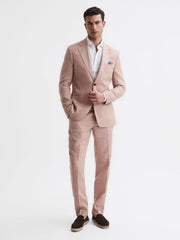 Reiss Suits &amp; Tailoring | Kin Slim Fit Single Breasted Linen Blazer Blush - Men