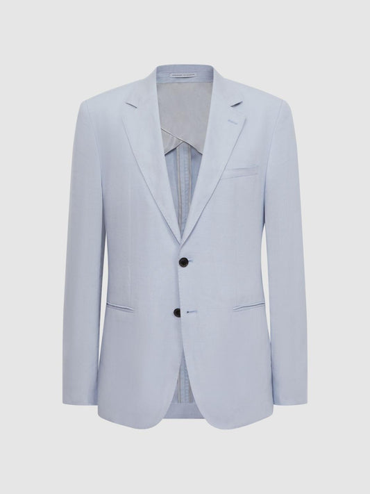 Reiss Suits &amp; Tailoring | Kin Slim Fit Single Breasted Linen Blazer Soft Blue - Men