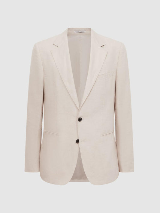 Reiss Suits &amp; Tailoring | Kin Slim Fit Single Breasted Linen Blazer Stone - Men