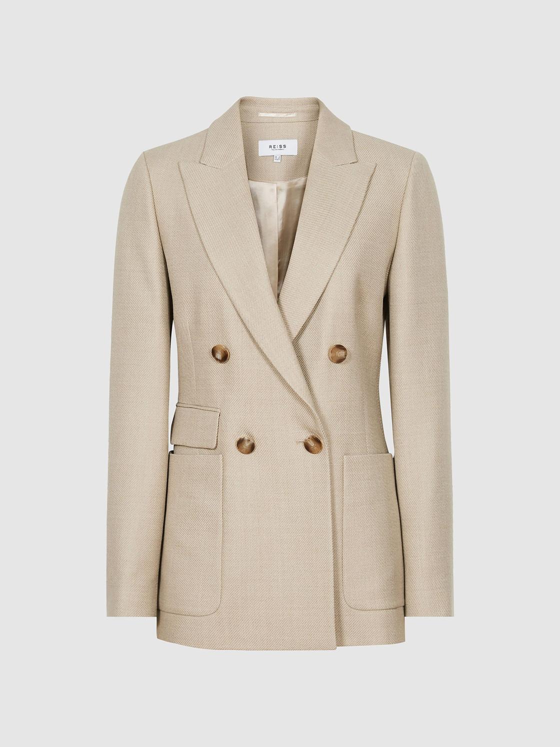 Reiss Suits &amp; Tailoring | Larsson Double Breasted Twill Blazer Camel - Women