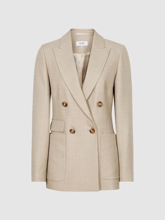 Reiss Suits &amp; Tailoring | Larsson Double Breasted Twill Blazer Camel - Women