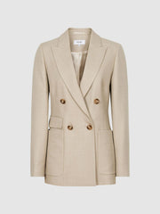 Reiss Suits &amp; Tailoring | Larsson Double Breasted Twill Blazer Camel - Women