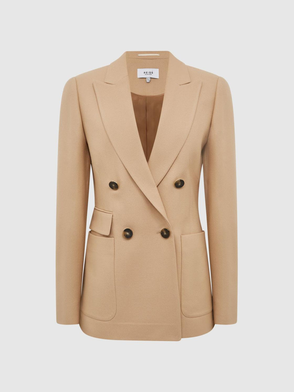 Reiss Suits &amp; Tailoring | Larsson Double Breasted Twill Blazer Camel - Women