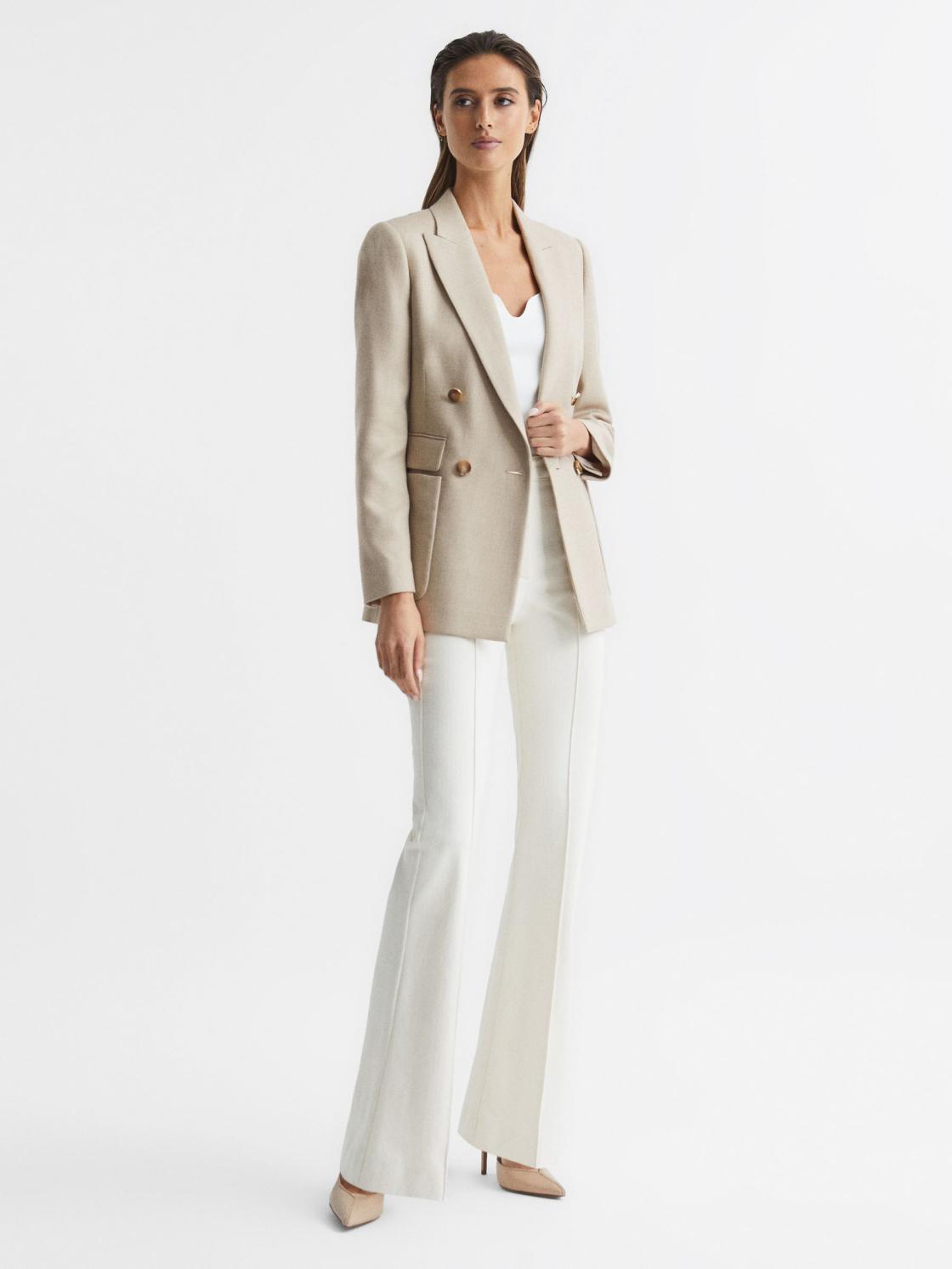 Reiss Suits &amp; Tailoring | Larsson Double Breasted Twill Blazer Camel - Women