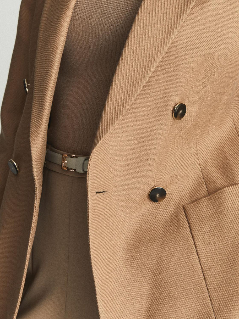 Reiss Suits &amp; Tailoring | Larsson Double Breasted Twill Blazer Camel - Women