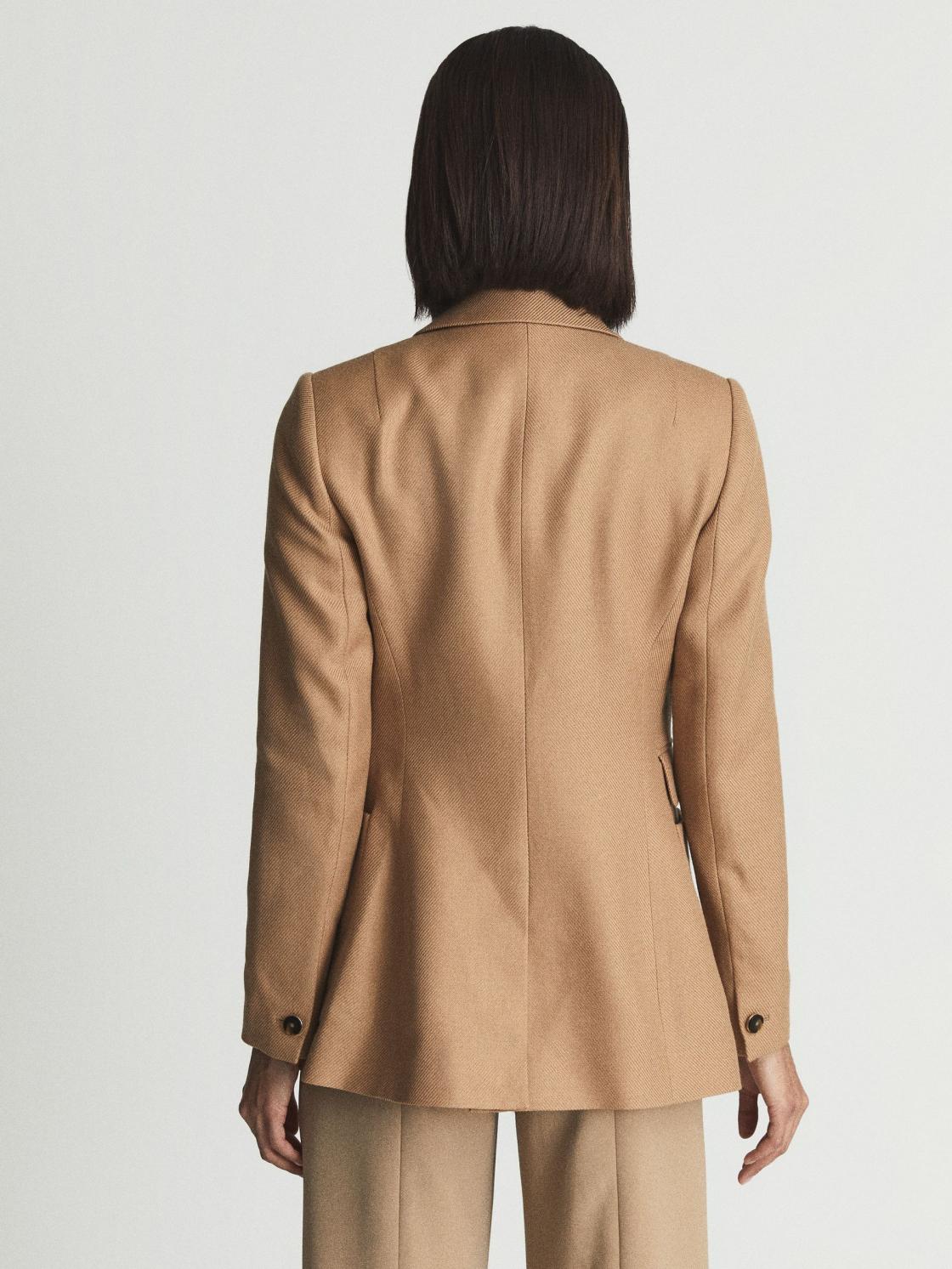 Reiss Suits &amp; Tailoring | Larsson Double Breasted Twill Blazer Camel - Women