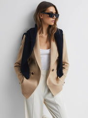 Reiss Suits &amp; Tailoring | Larsson Double Breasted Twill Blazer Camel - Women