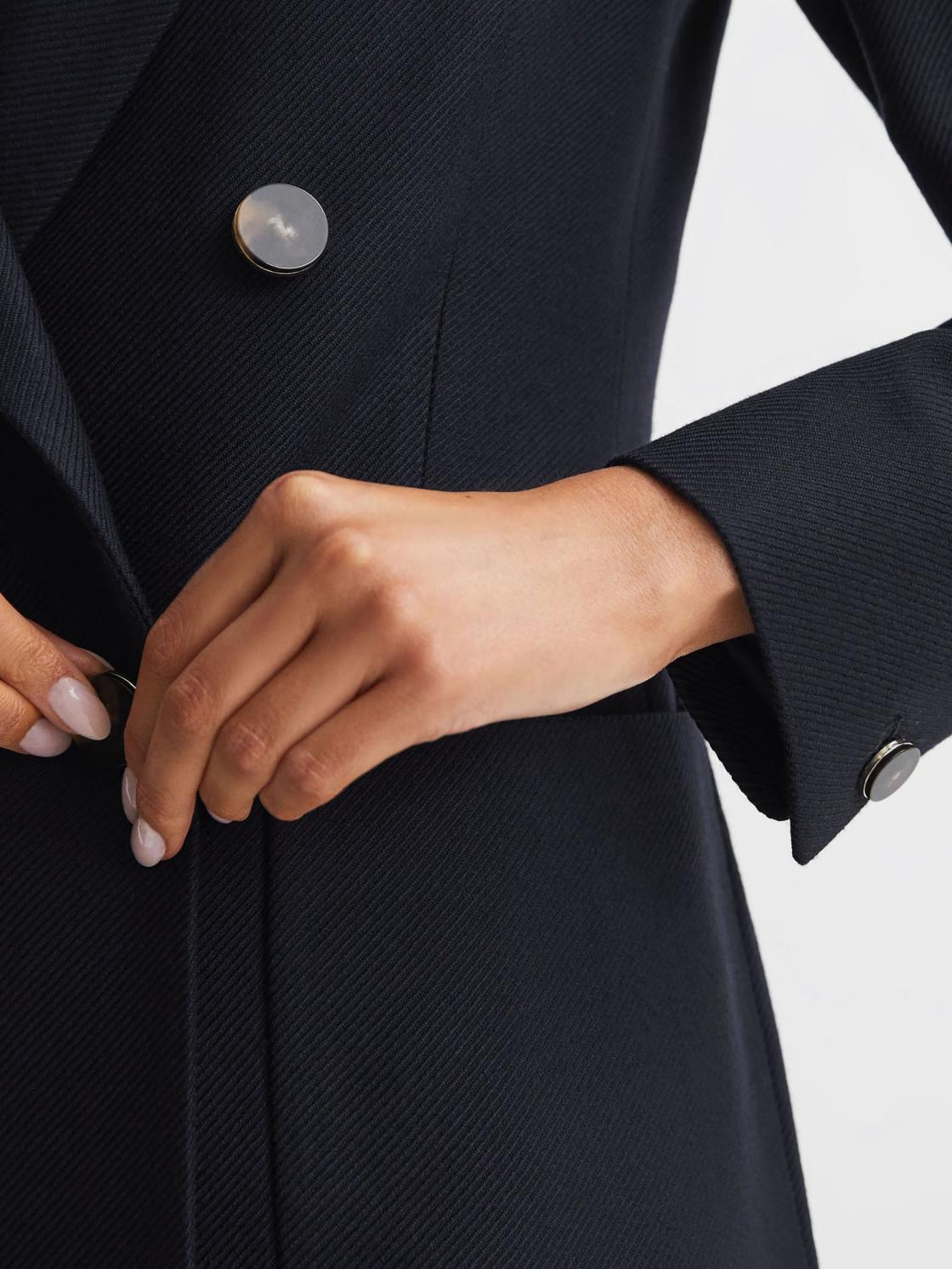 Reiss Suits &amp; Tailoring | Larsson Double Breasted Twill Blazer Navy - Women