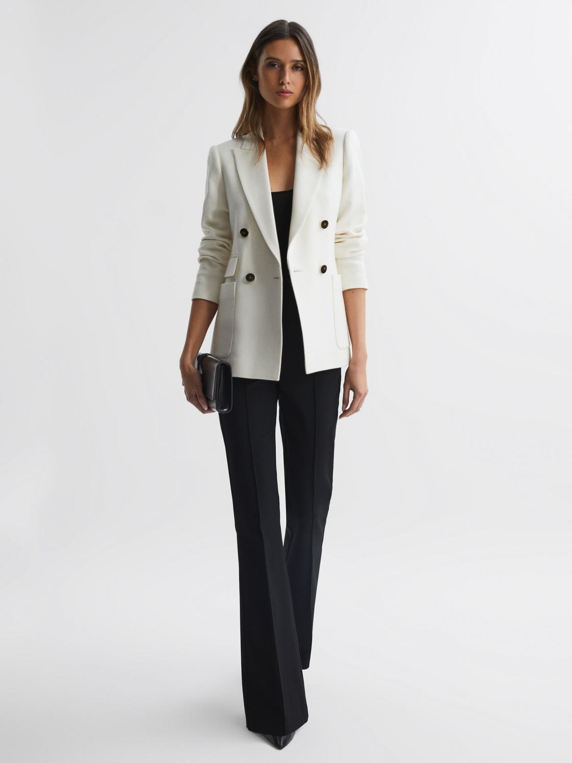 Reiss Suits &amp; Tailoring | Larsson Double Breasted Twill Blazer White - Women