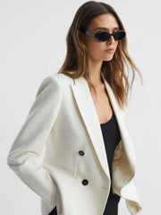Reiss Suits &amp; Tailoring | Larsson Double Breasted Twill Blazer White - Women