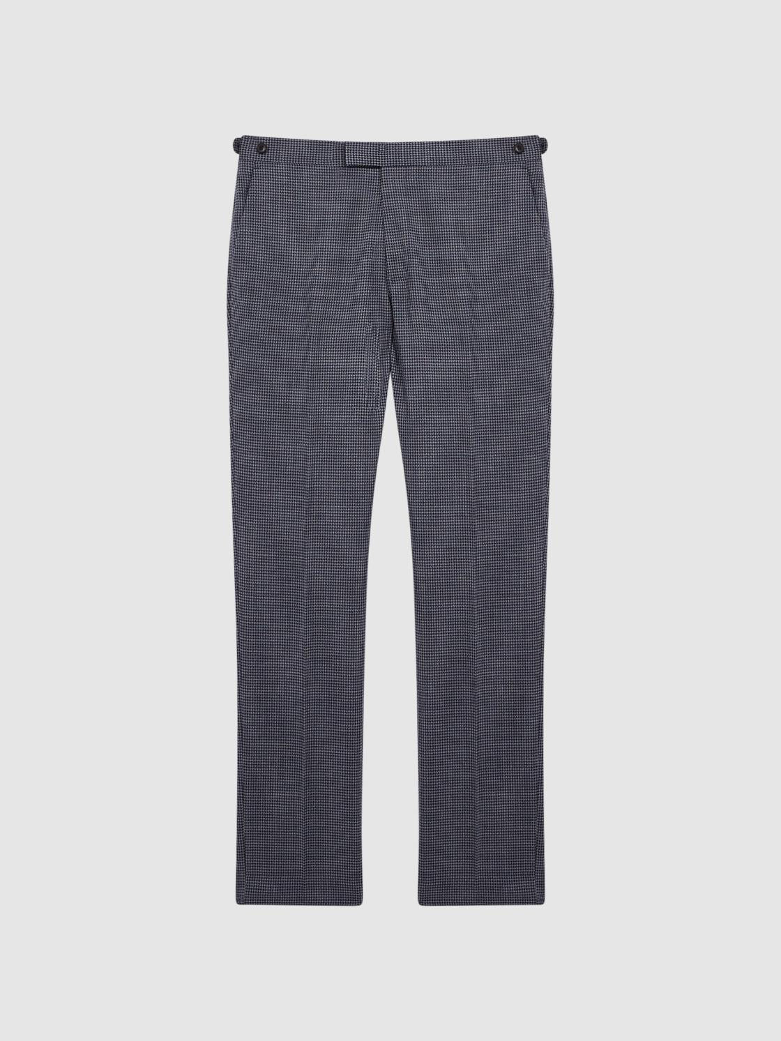 Reiss Suits &amp; Tailoring | Leadenhall Slim Fit Dogtooth Trousers Navy - Men