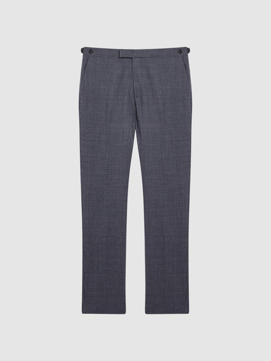 Reiss Suits &amp; Tailoring | Leadenhall Slim Fit Dogtooth Trousers Navy - Men