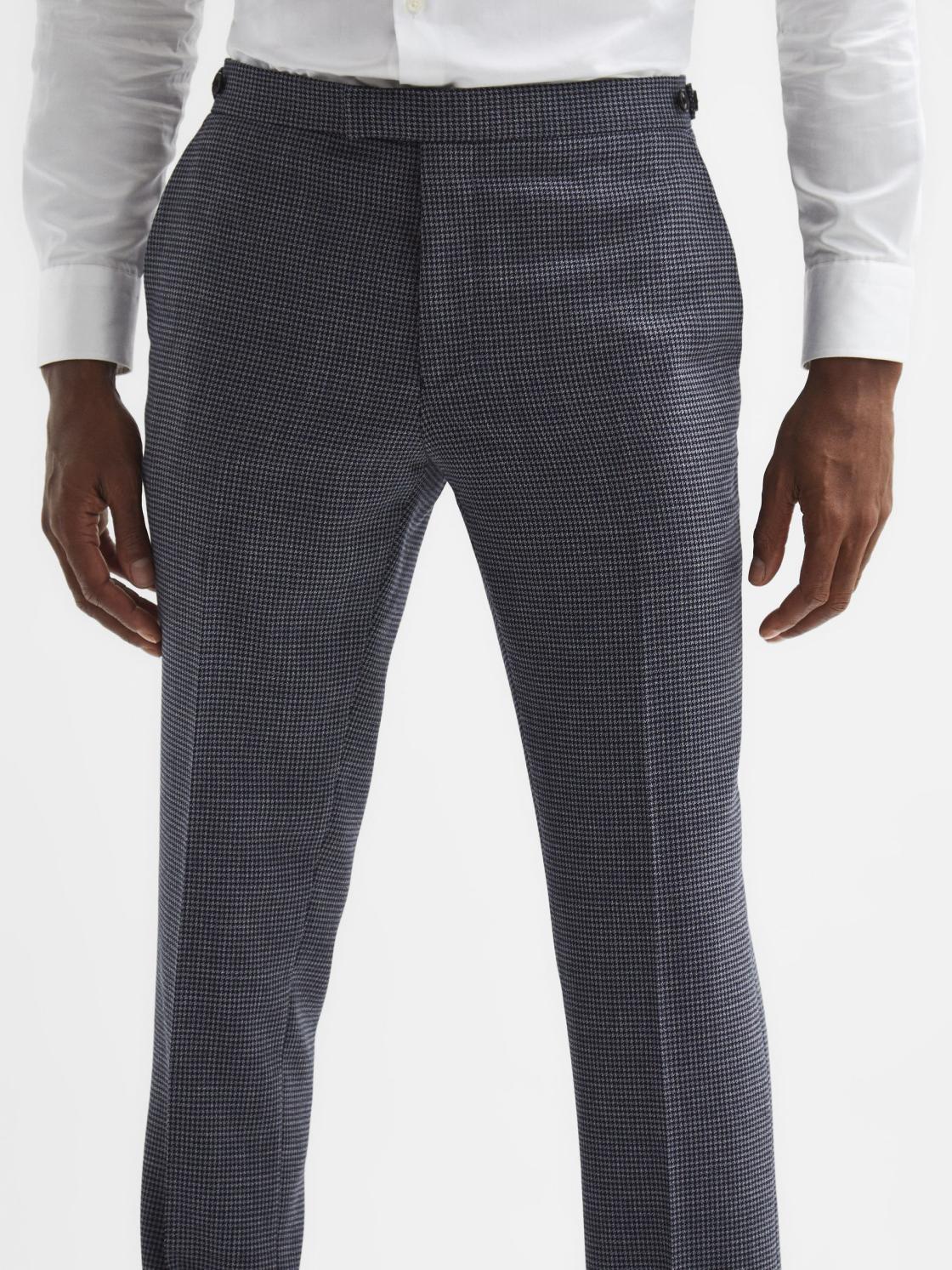 Reiss Suits &amp; Tailoring | Leadenhall Slim Fit Dogtooth Trousers Navy - Men