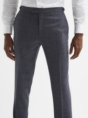 Reiss Suits &amp; Tailoring | Leadenhall Slim Fit Dogtooth Trousers Navy - Men