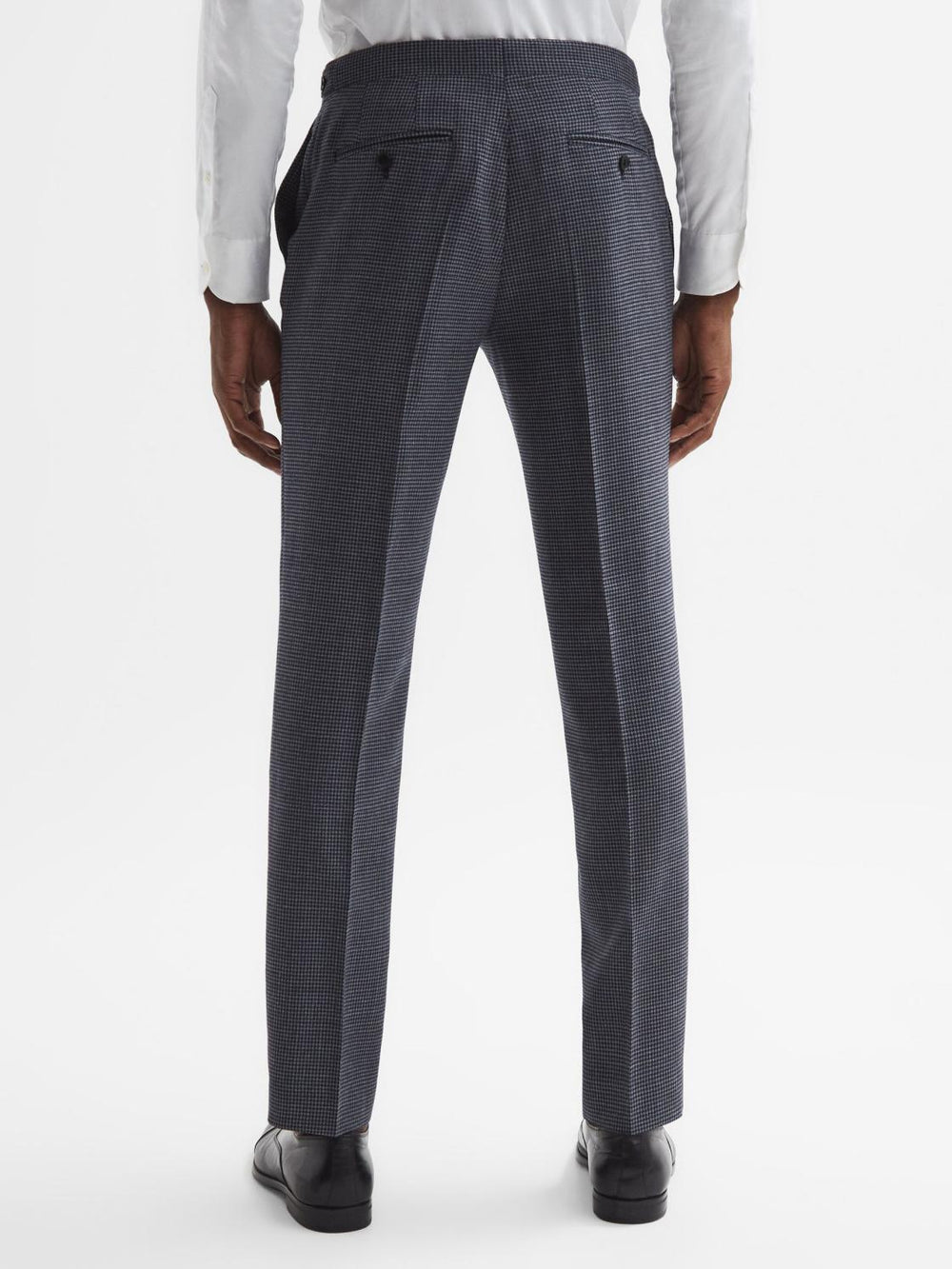 Reiss Suits &amp; Tailoring | Leadenhall Slim Fit Dogtooth Trousers Navy - Men