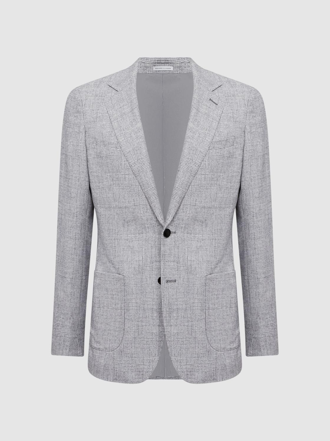 Reiss Suits &amp; Tailoring | Lindhurst Single Breasted Check Blazer Grey - Men