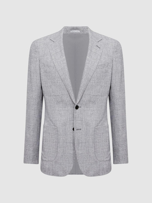 Reiss Suits &amp; Tailoring | Lindhurst Single Breasted Check Blazer Grey - Men