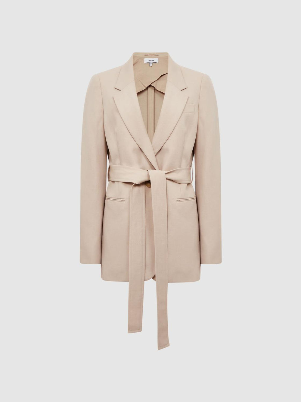 Reiss Suits &amp; Tailoring | Lylah Single Breasted Tie Front Blazer Neutral - Women