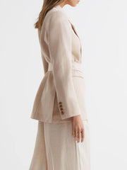 Reiss Suits &amp; Tailoring | Lylah Single Breasted Tie Front Blazer Neutral - Women