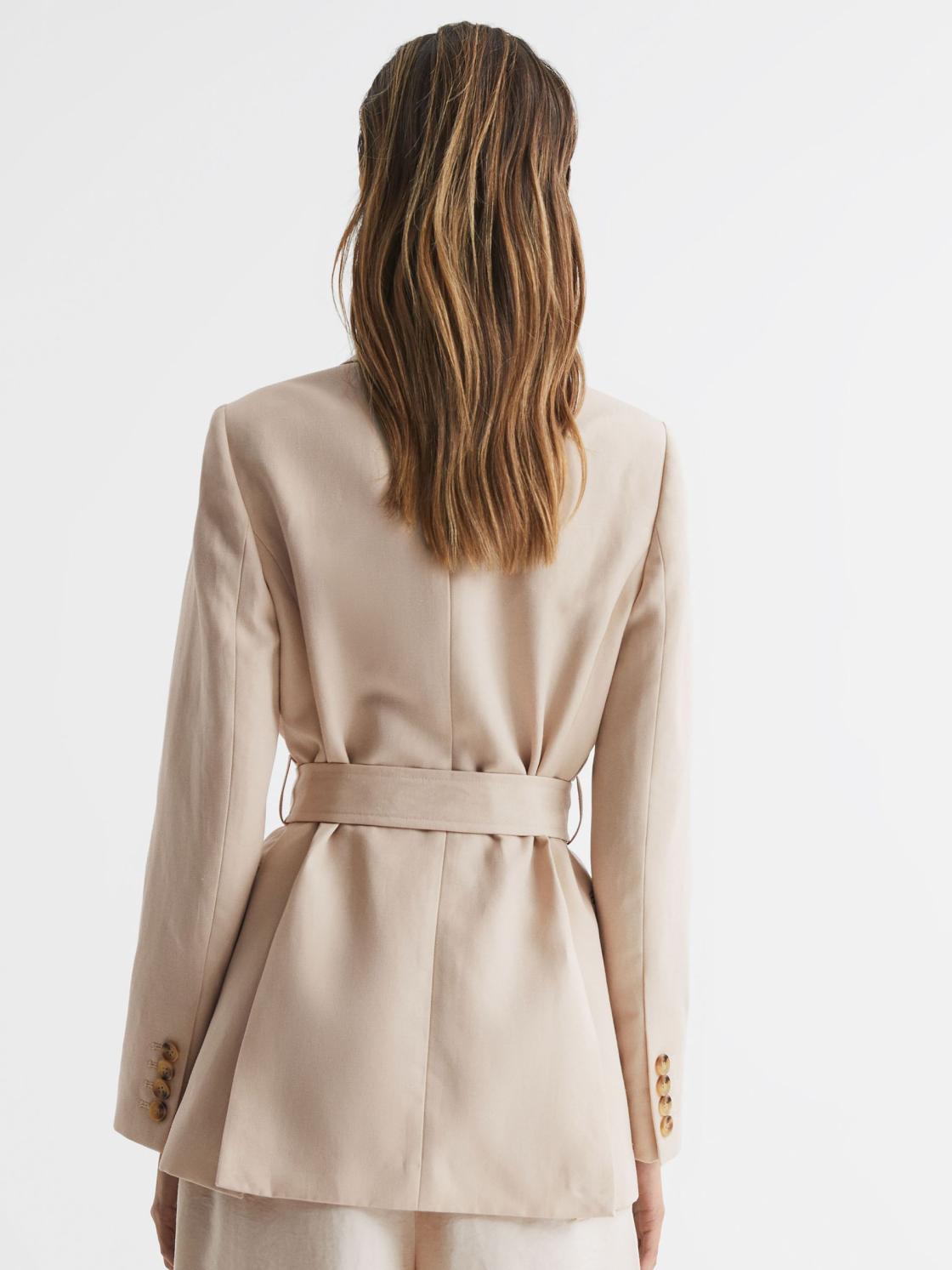 Reiss Suits &amp; Tailoring | Lylah Single Breasted Tie Front Blazer Neutral - Women