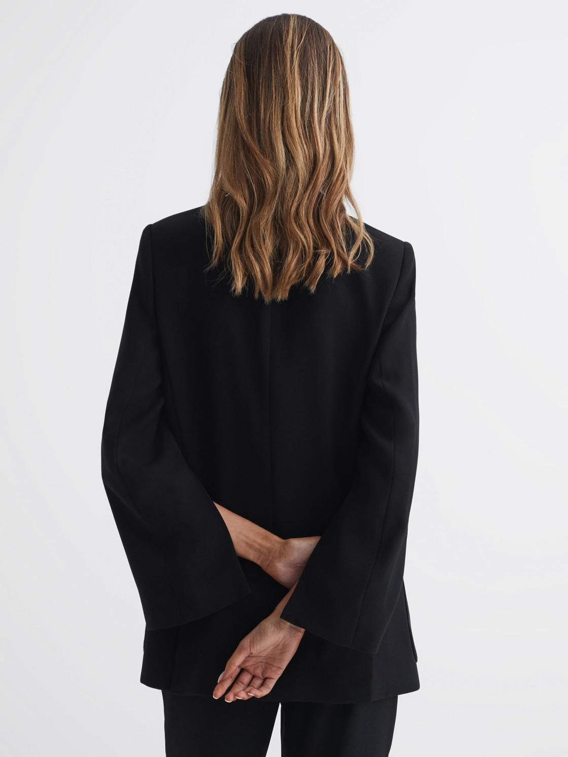 Reiss Suits &amp; Tailoring | Maia Single Breasted Split Sleeve Tailored Fit Blazer Black - Women