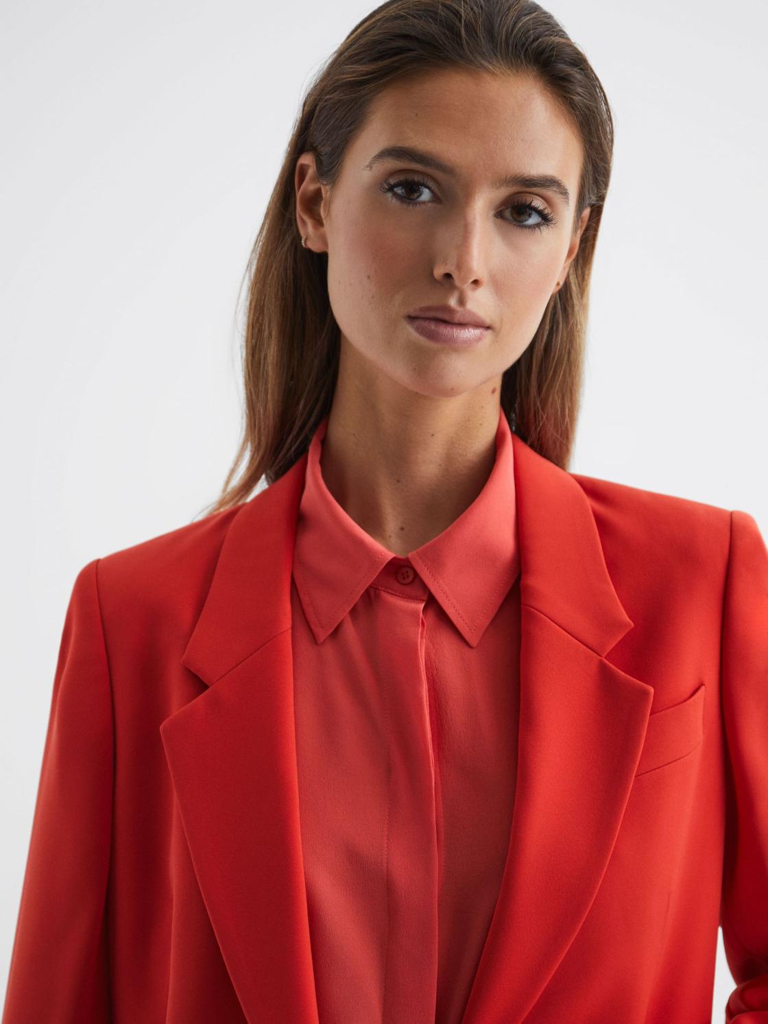 Reiss Suits &amp; Tailoring | Maia Single Breasted Split Sleeve Tailored Fit Blazer Coral - Women