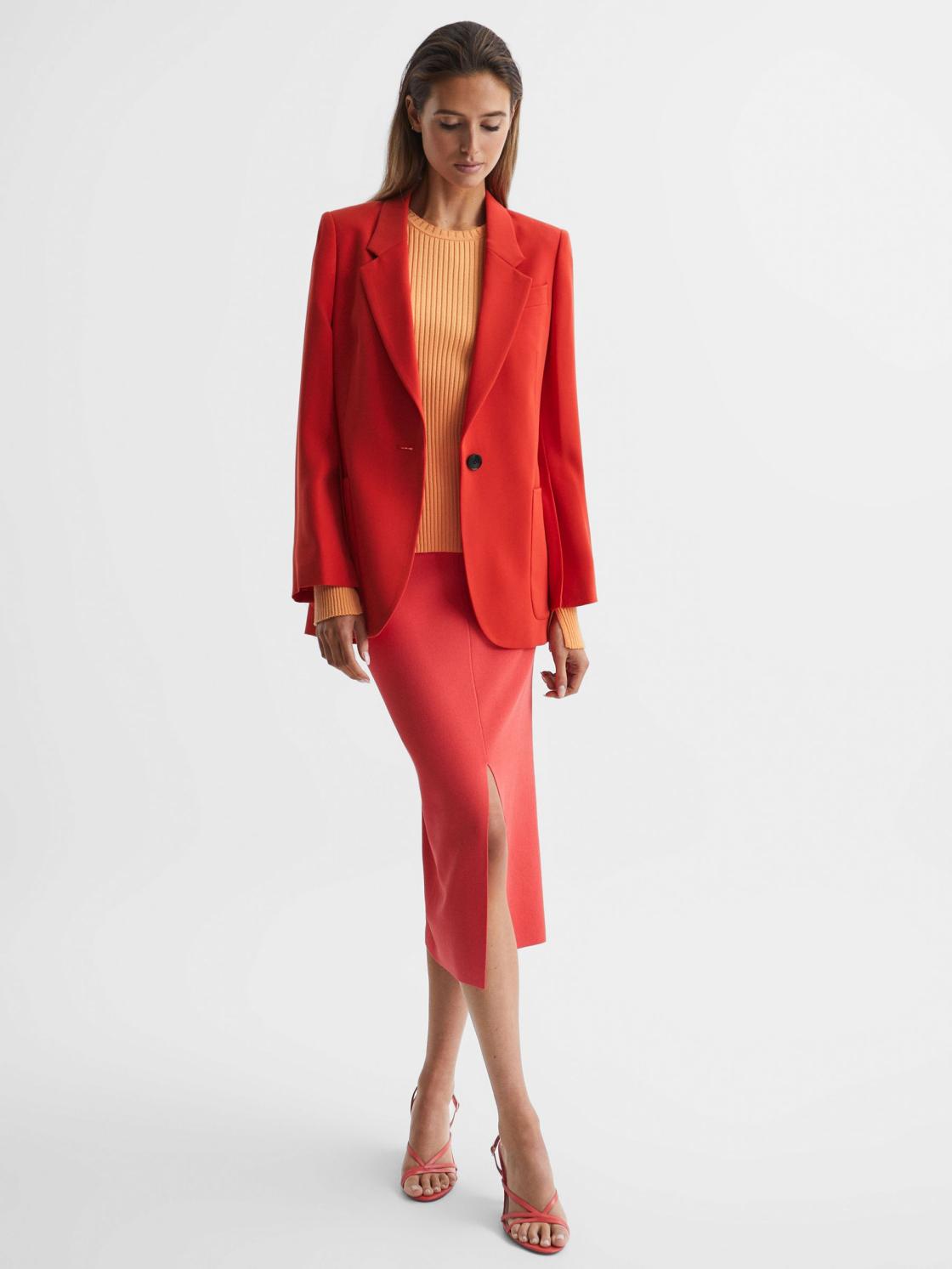 Reiss Suits &amp; Tailoring | Maia Single Breasted Split Sleeve Tailored Fit Blazer Coral - Women