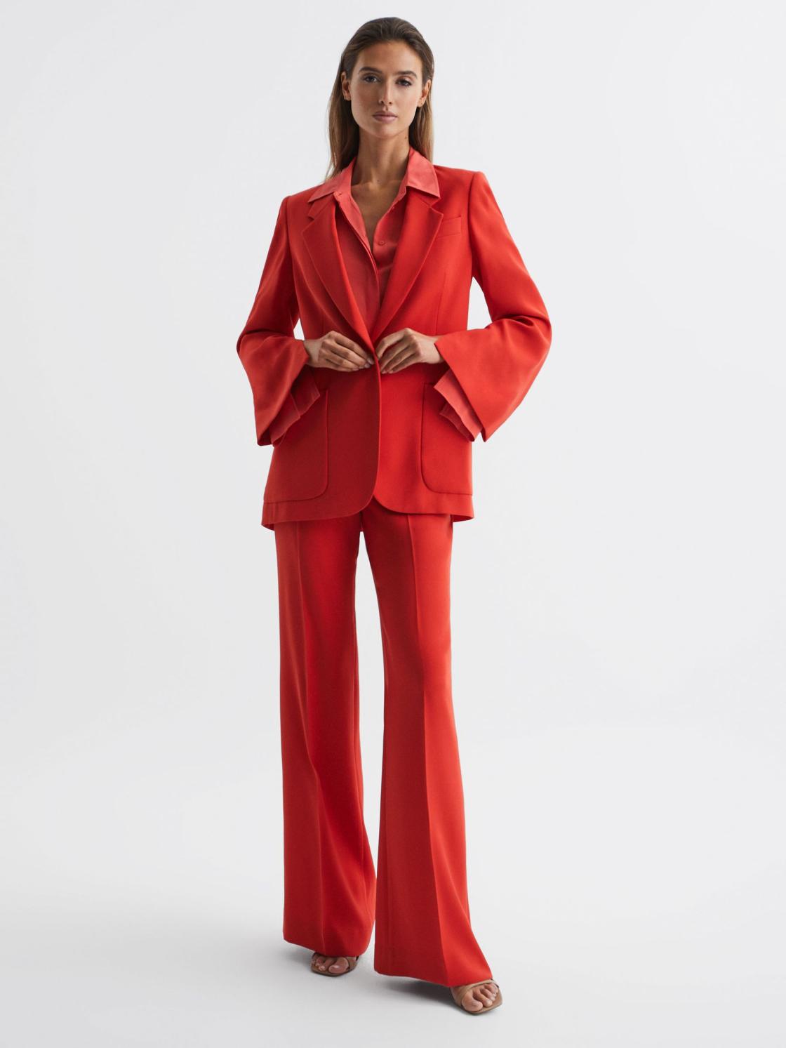 Reiss Suits &amp; Tailoring | Maia Single Breasted Split Sleeve Tailored Fit Blazer Coral - Women