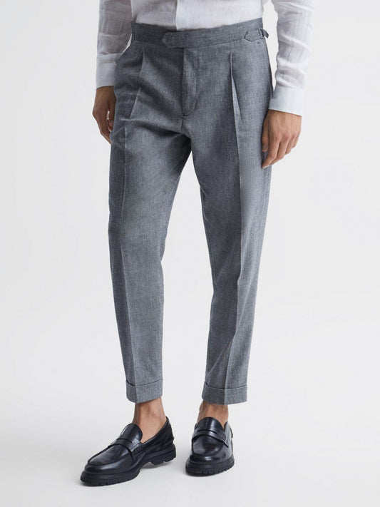 Reiss Suits &amp; Tailoring | Map Tapered Side Adjuster Trousers Indigo - Men