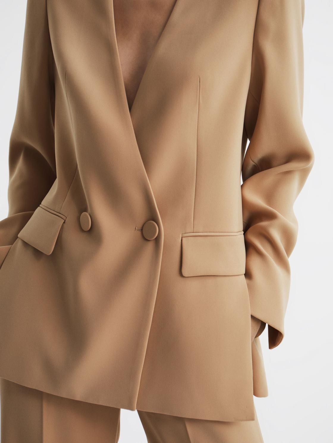 Reiss Suits &amp; Tailoring | Margeaux Collarless Double-Breasted Blazer Black - Women