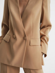 Reiss Suits &amp; Tailoring | Margeaux Collarless Double-Breasted Blazer Black - Women