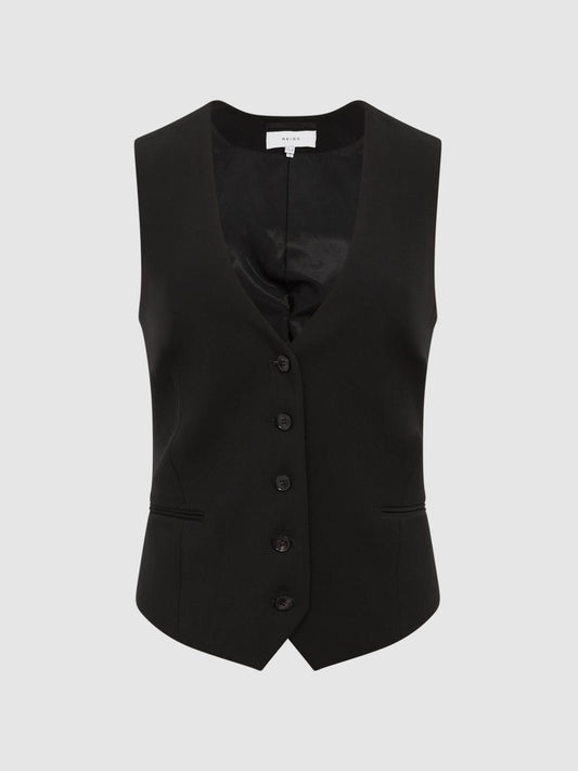 Reiss Suits &amp; Tailoring | Margeaux Tailored Fit Waistcoat Black - Women