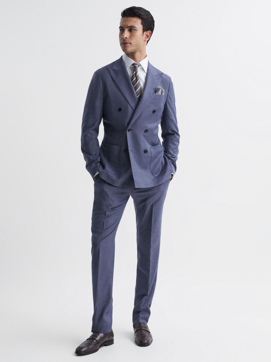 Reiss Suits &amp; Tailoring | Marquee Slim Fit Wool Blend Mixer Trousers Airforce Blue - Men
