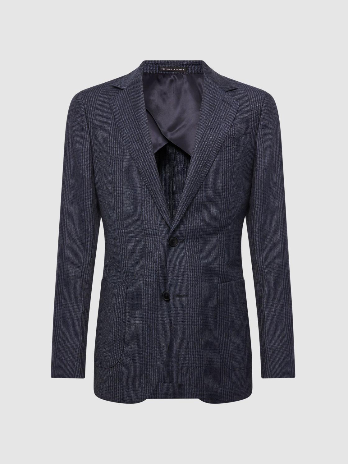 Reiss Suits &amp; Tailoring | Matinee Single Breasted Prince Of Wales Check Blazer Grey - Men