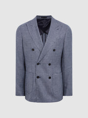 Reiss Suits &amp; Tailoring | Monument Double Breasted Dogtooth Blazer Blue - Men