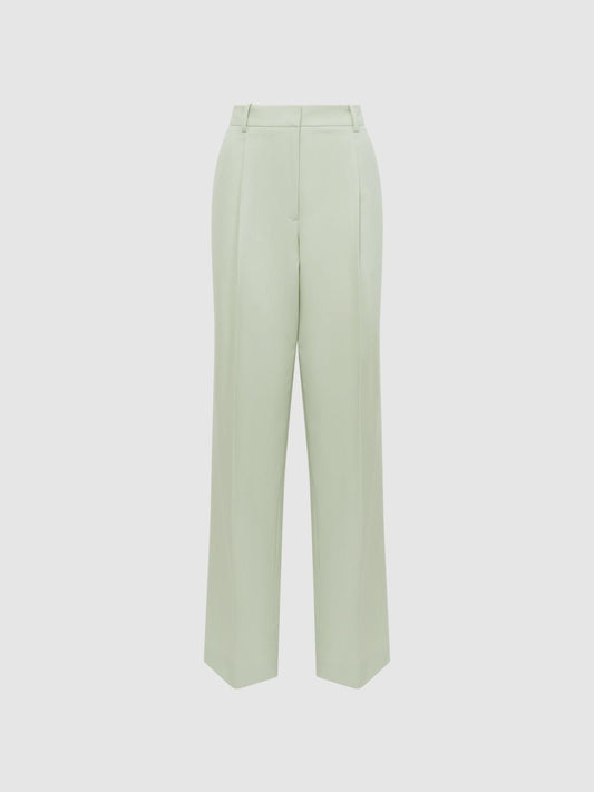 Reiss Suits &amp; Tailoring | Naomi Wide Leg Wool Blend Trousers Green - Women
