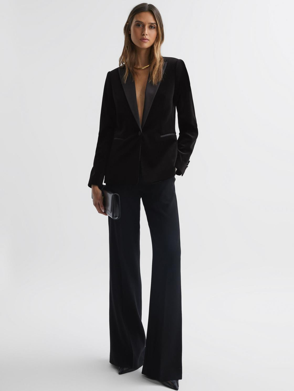 Reiss Suits &amp; Tailoring | Opal Single Breasted Velvet Blazer Black - Women