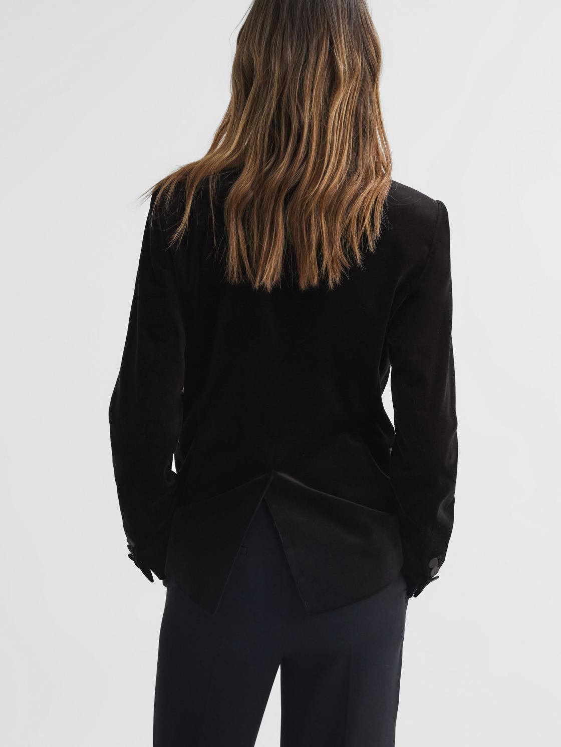 Reiss Suits &amp; Tailoring | Opal Single Breasted Velvet Blazer Black - Women