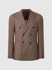 Reiss Suits &amp; Tailoring | Paddock Slim Fit Double Breasted Twill Blazer Tobacco - Men