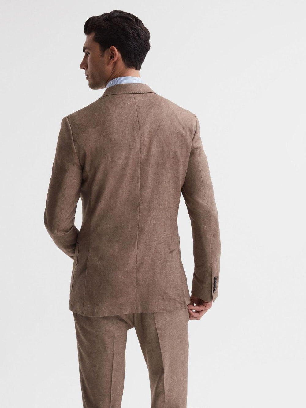 Reiss Suits &amp; Tailoring | Paddock Slim Fit Double Breasted Twill Blazer Tobacco - Men