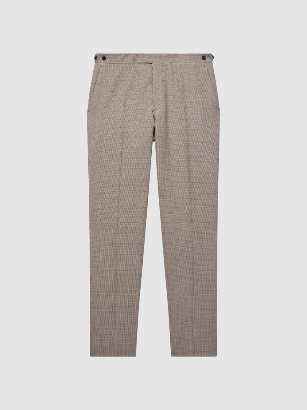 Reiss Suits &amp; Tailoring | Pew Slim Fit Wool Puppytooth Trousers Brown - Men
