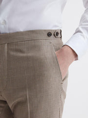 Reiss Suits &amp; Tailoring | Pew Slim Fit Wool Puppytooth Trousers Brown - Men