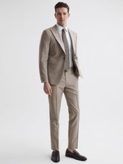 Reiss Suits &amp; Tailoring | Pew Slim Fit Wool Puppytooth Trousers Brown - Men