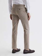 Reiss Suits &amp; Tailoring | Pew Slim Fit Wool Puppytooth Trousers Brown - Men