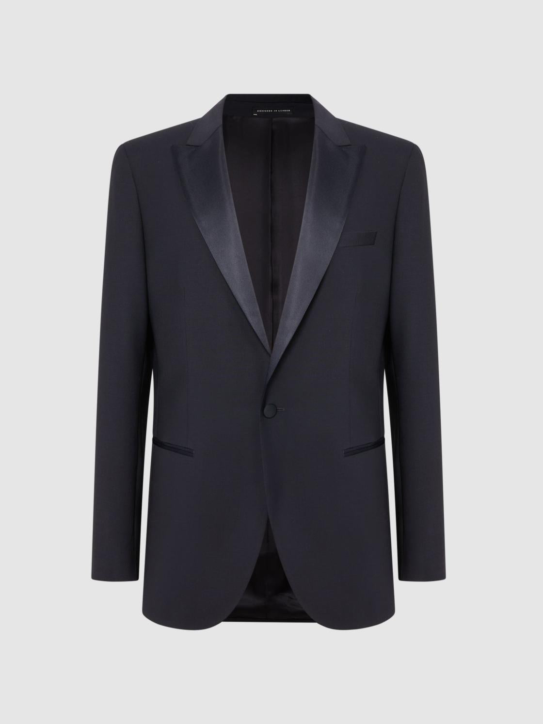 Reiss Suits &amp; Tailoring | Poker Peak Satin Lapel Tuxedo Jacket Navy - Men