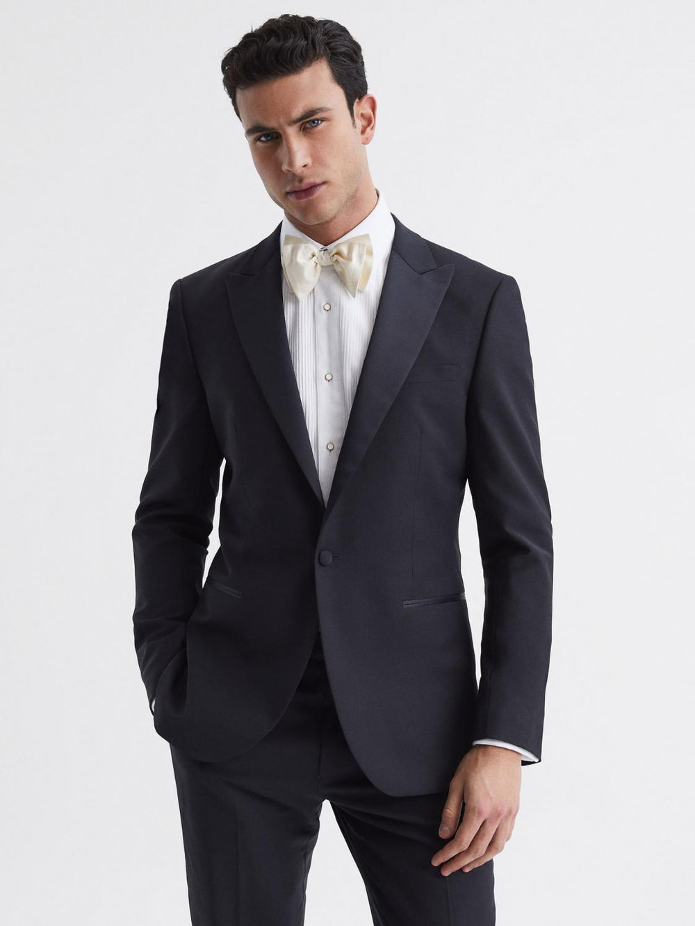 Reiss Suits &amp; Tailoring | Poker Peak Satin Lapel Tuxedo Jacket Navy - Men