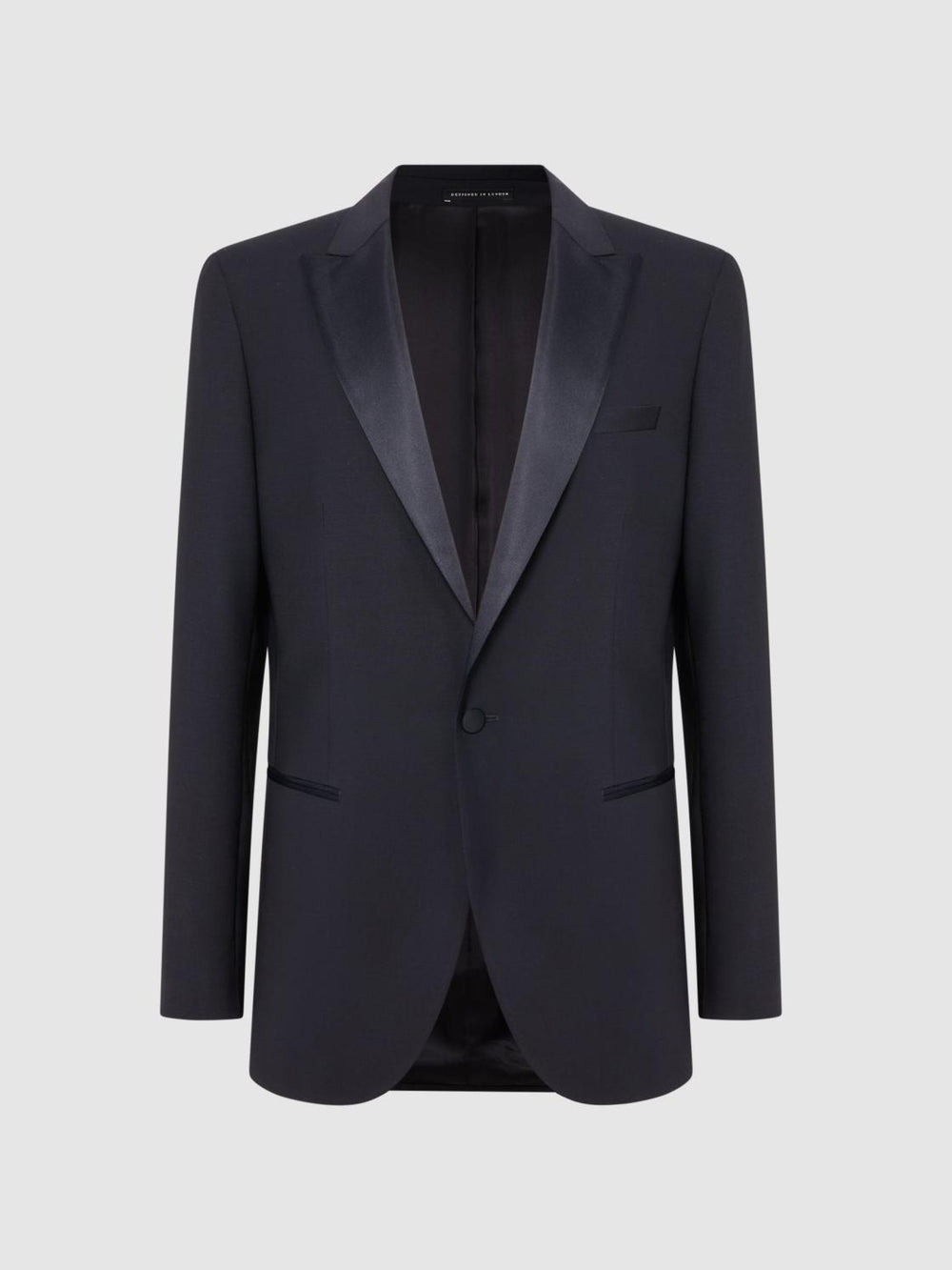 Reiss Suits &amp; Tailoring | Poker Peak Satin Lapel Tuxedo Jacket Navy - Men