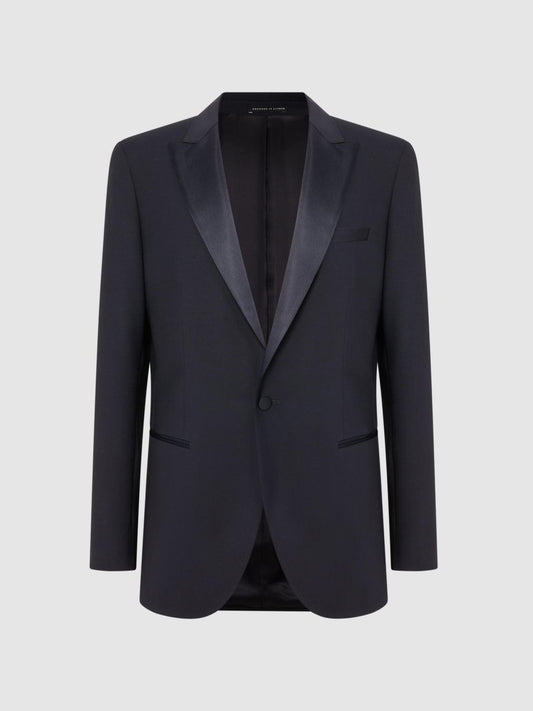 Reiss Suits &amp; Tailoring | Poker Peak Satin Lapel Tuxedo Jacket Navy - Men